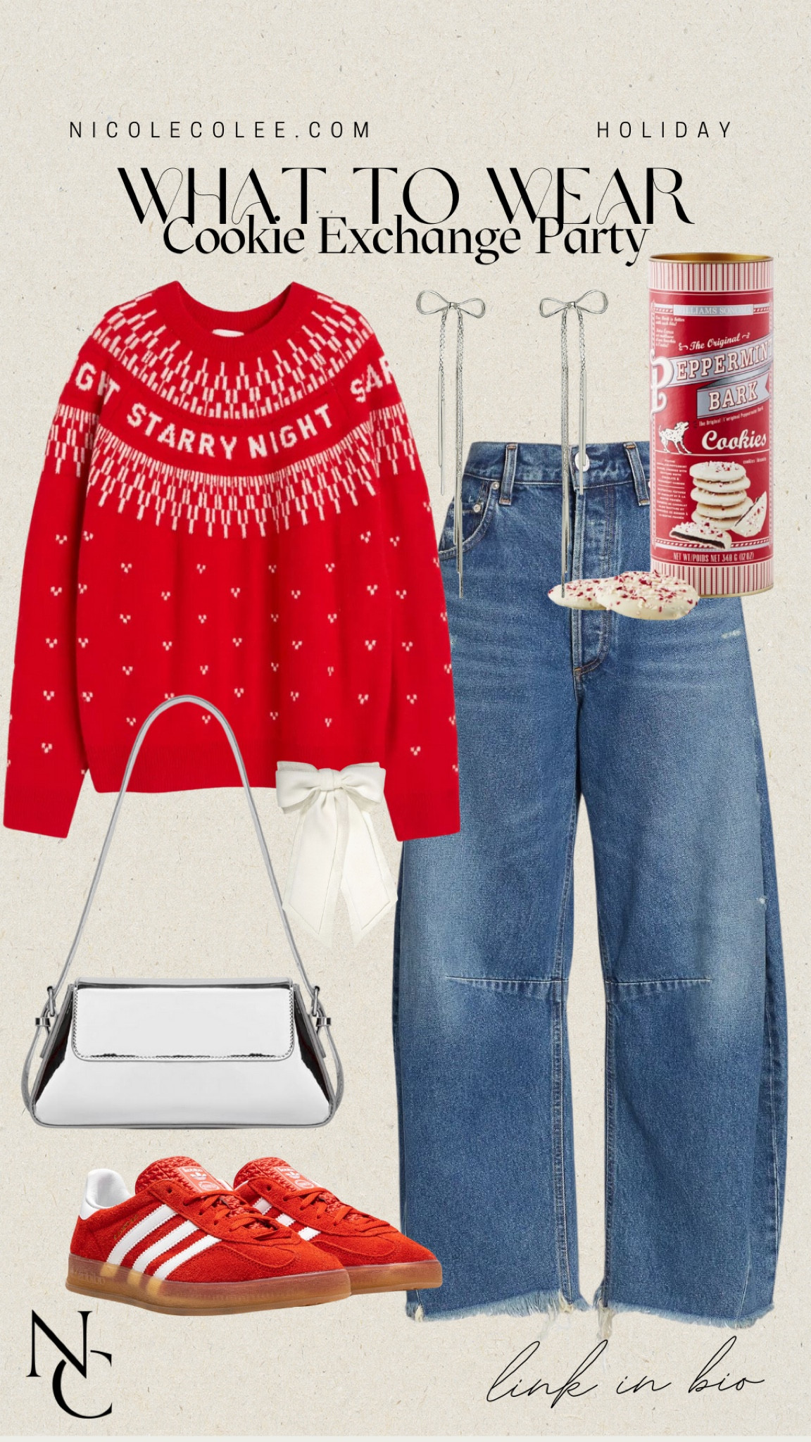 What to wear:  Christmas Cookie Exchange ❤️🍒

I wear a size medium in top and 25 in denim. 

Outfit ideas, holiday style, casual style, winter outfit, adidas, h&m, Citizens of Humanity, Amazon 

#nicolecolee #holiday #holidayoutfit #holidaystyle #fashionstyle #influencer #fashionblogger #christmas 


#LTKGiftGuide #LTKHoliday #LTKSeasonal