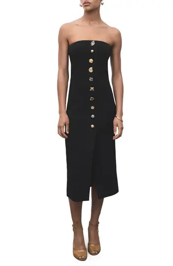 MANGO Strapless Midi Dress in Black at Nordstrom Rack, Size 8 | Nordstrom Rack