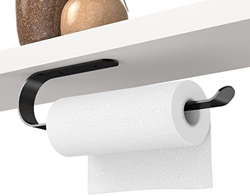 Paper Towel Holder, Hurran Adhesive Paper Towel Holder Black Under Cabinet, Countertop, Self-Adhe... | Amazon (US)