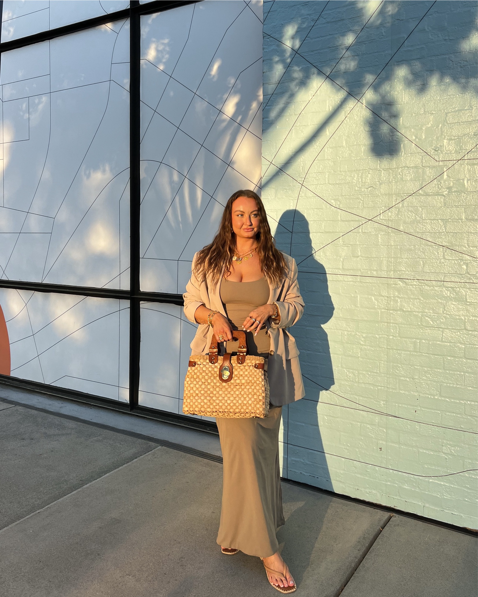 outfit of the night - spring date night outfit inspo 🥂  blazer is an XL for an oversized look, and I sized up .5 size in the sandals

#LTKmidsize #LTKSeasonal #LTKstyletip