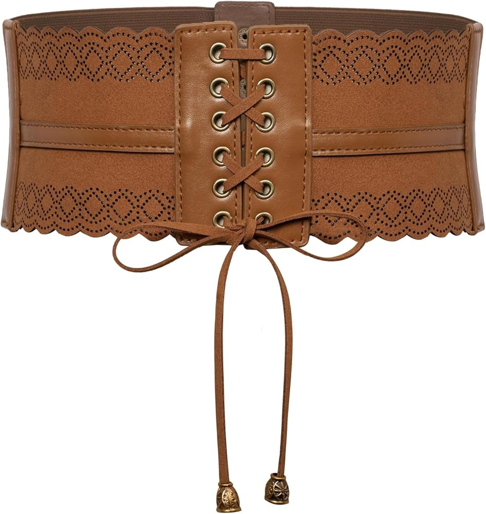 Scarlet Darkness Costume Belts for Women Wide Elastic Waist Cinch Belts Lace-up Corset Belts | Amazon (US)