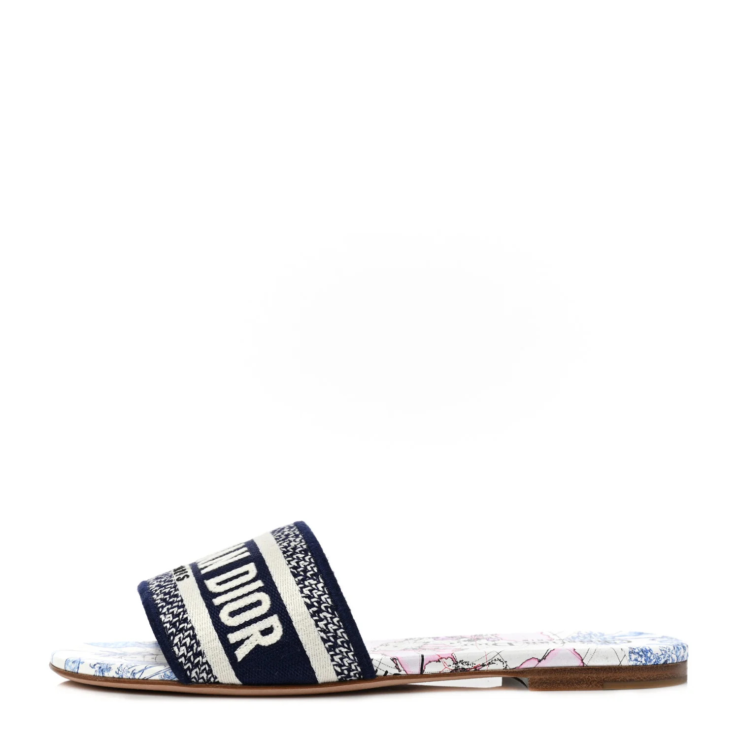 CHRISTIAN DIOR Canvas Embroidered Around The World Dway Mules Slide Sandals 36 Blue Multicolor | FASHIONPHILE (US)