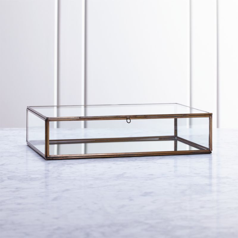 Clarus Large Brass Glass Display/Jewelry Box | Crate & Barrel