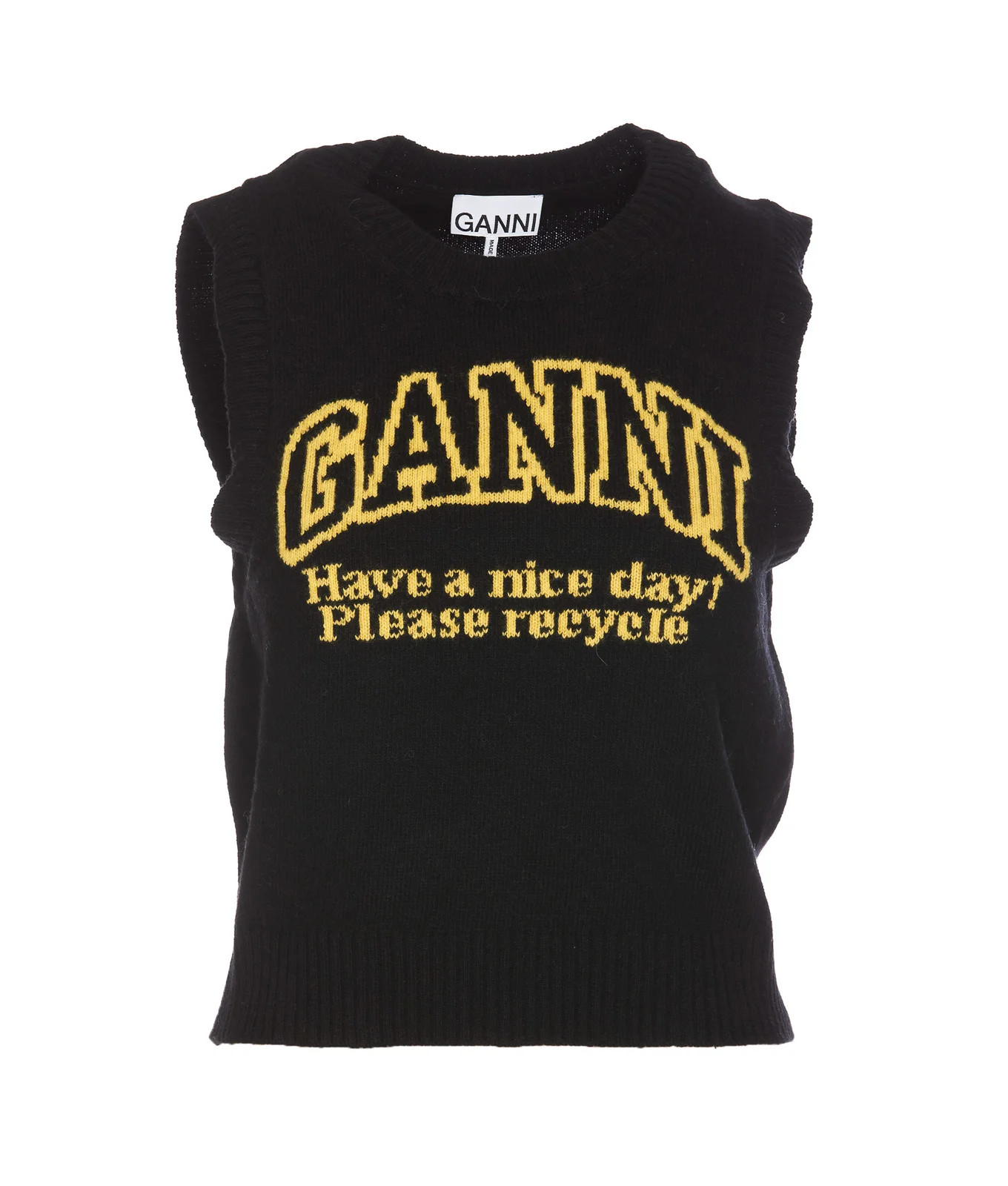 Ganni Logo Intarsia Knitted Vest | Cettire Global