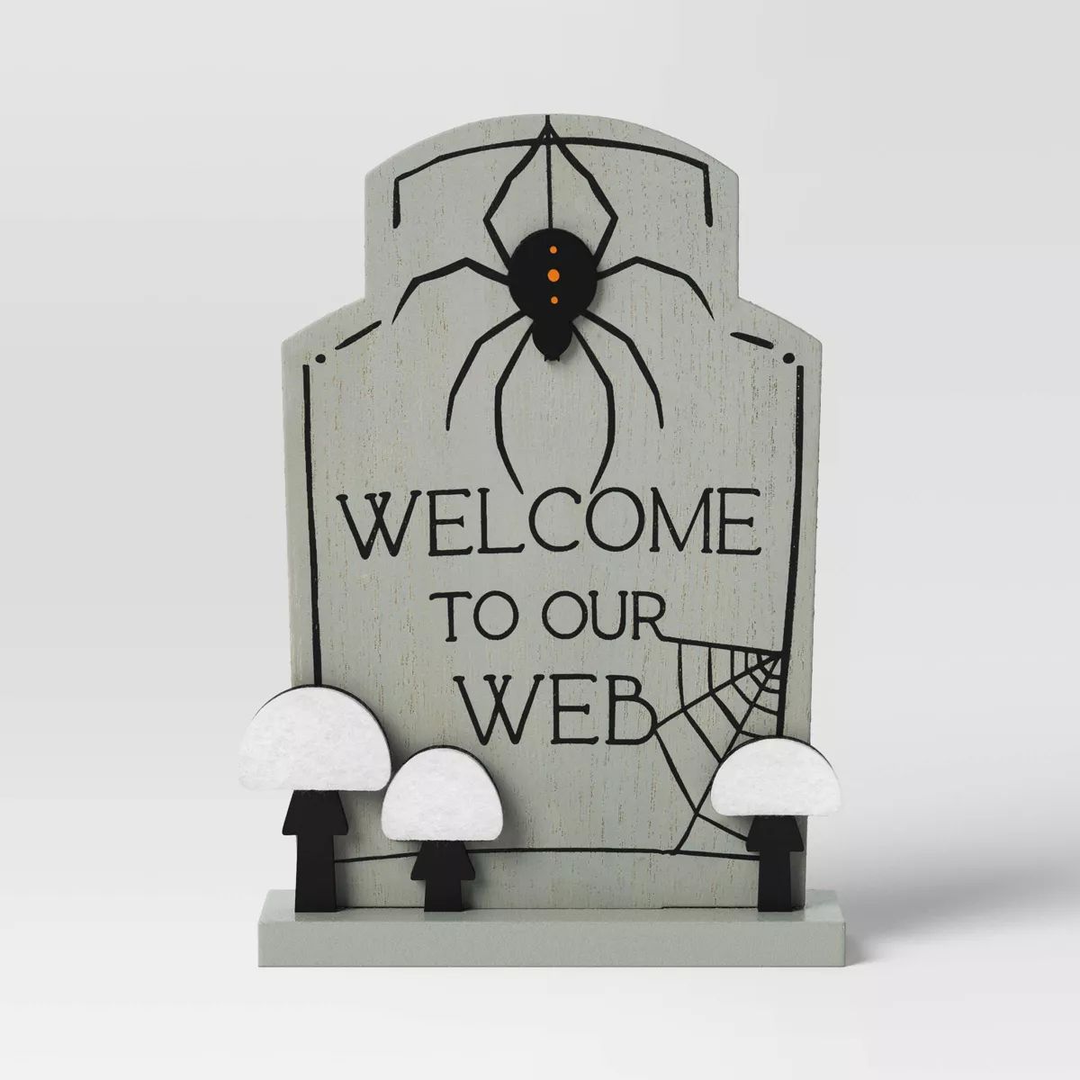 7" Wood with Felt Spider Tombstone Welcome to Our Web Halloween Decorative Sculpture - Hyde & EEK... | Target