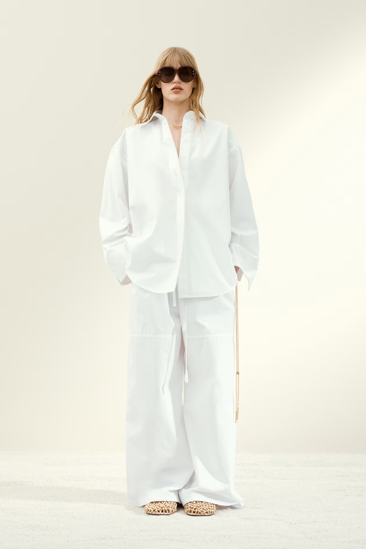 Stitching-Detail Cotton Shirt - White - Ladies | H&M US | H&M (US + CA)