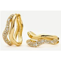 Molten Snow Double Medium Hoop Earrings | 18ct Gold Plated/Cubic Zirconia | Missoma UK