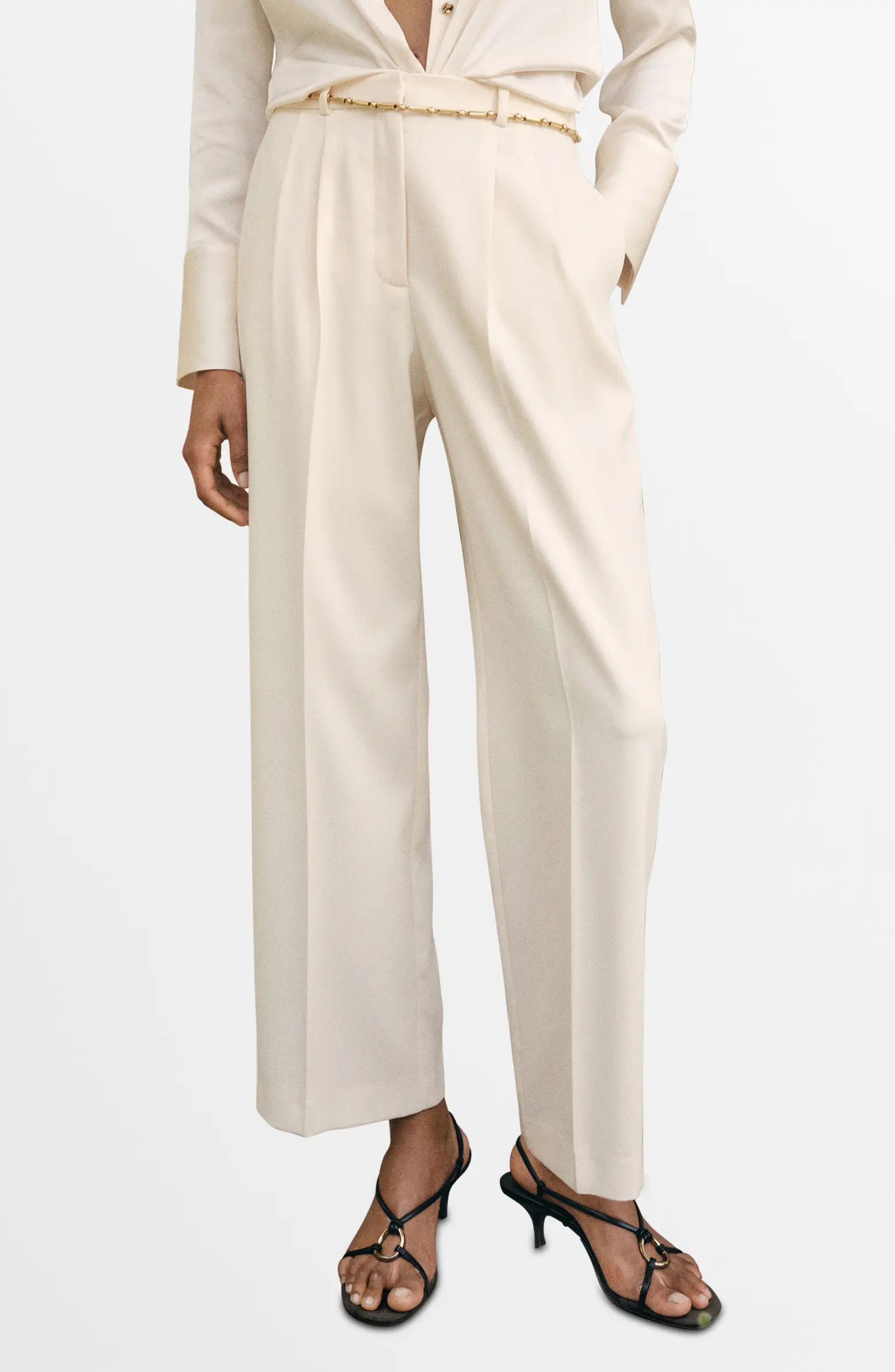 MANGO Pleated Straight Leg Pants | Nordstrom | Nordstrom