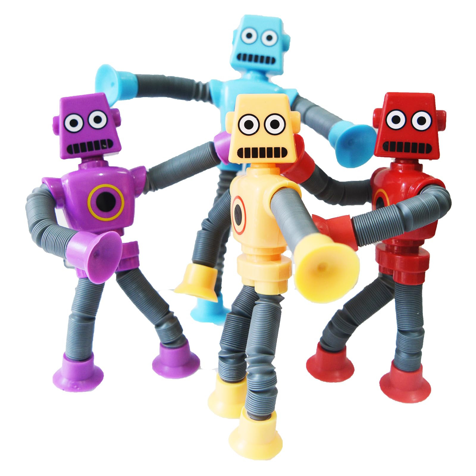 Bendable Robot Figures, Easter Basket Stocking Stuffer Set of 4 Flexible Men, Telescopic Suction ... | Amazon (US)