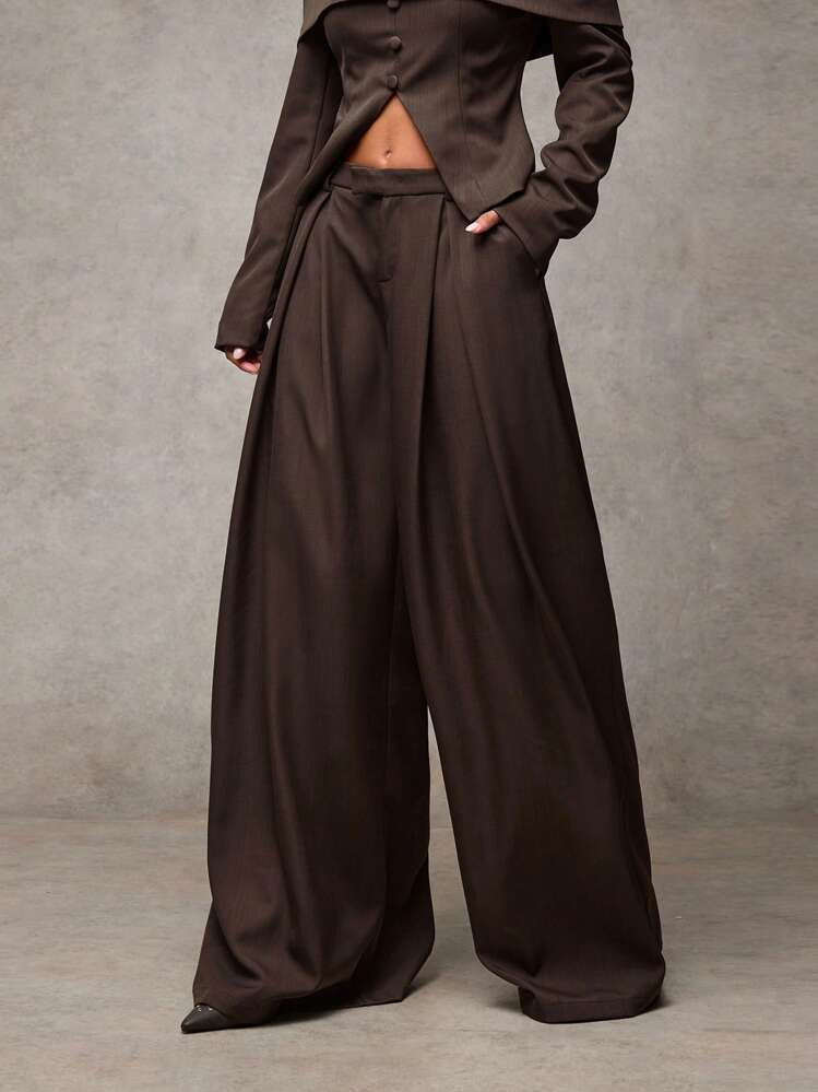 Women’s Casual Simple Solid Color Wide Leg Pants | SHEIN