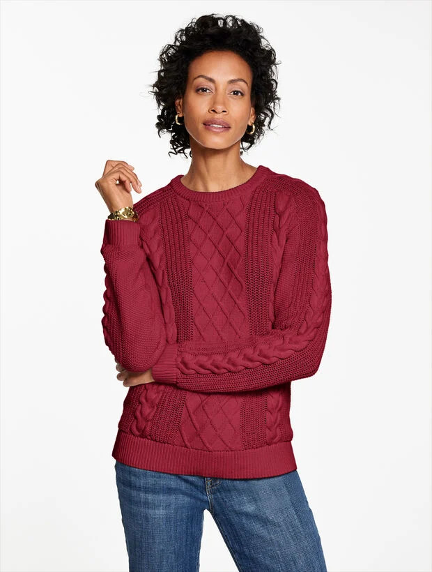 Cable Knit Crewneck Sweater | Talbots