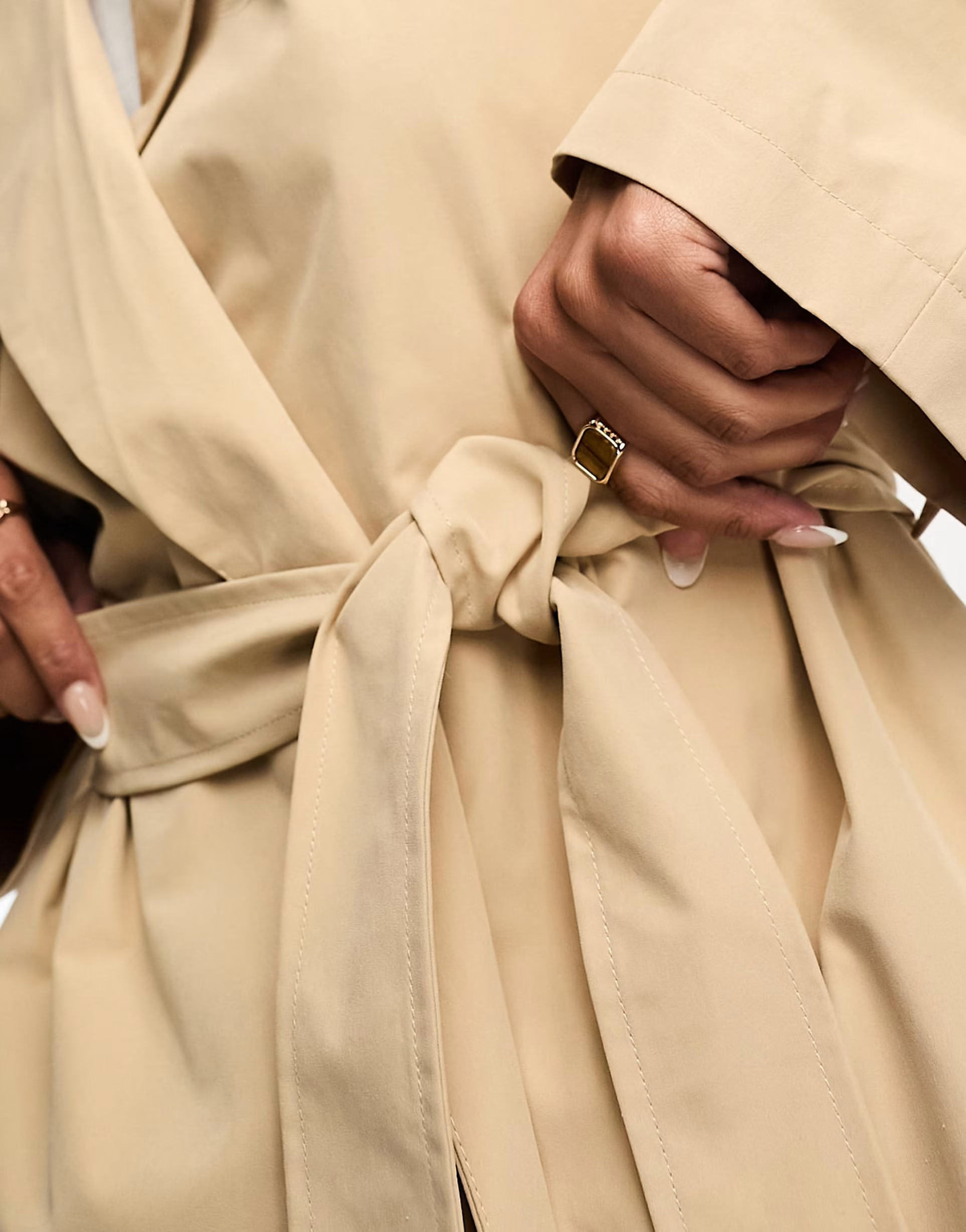 Vila belted longline trench coat in beige | ASOS (Global)