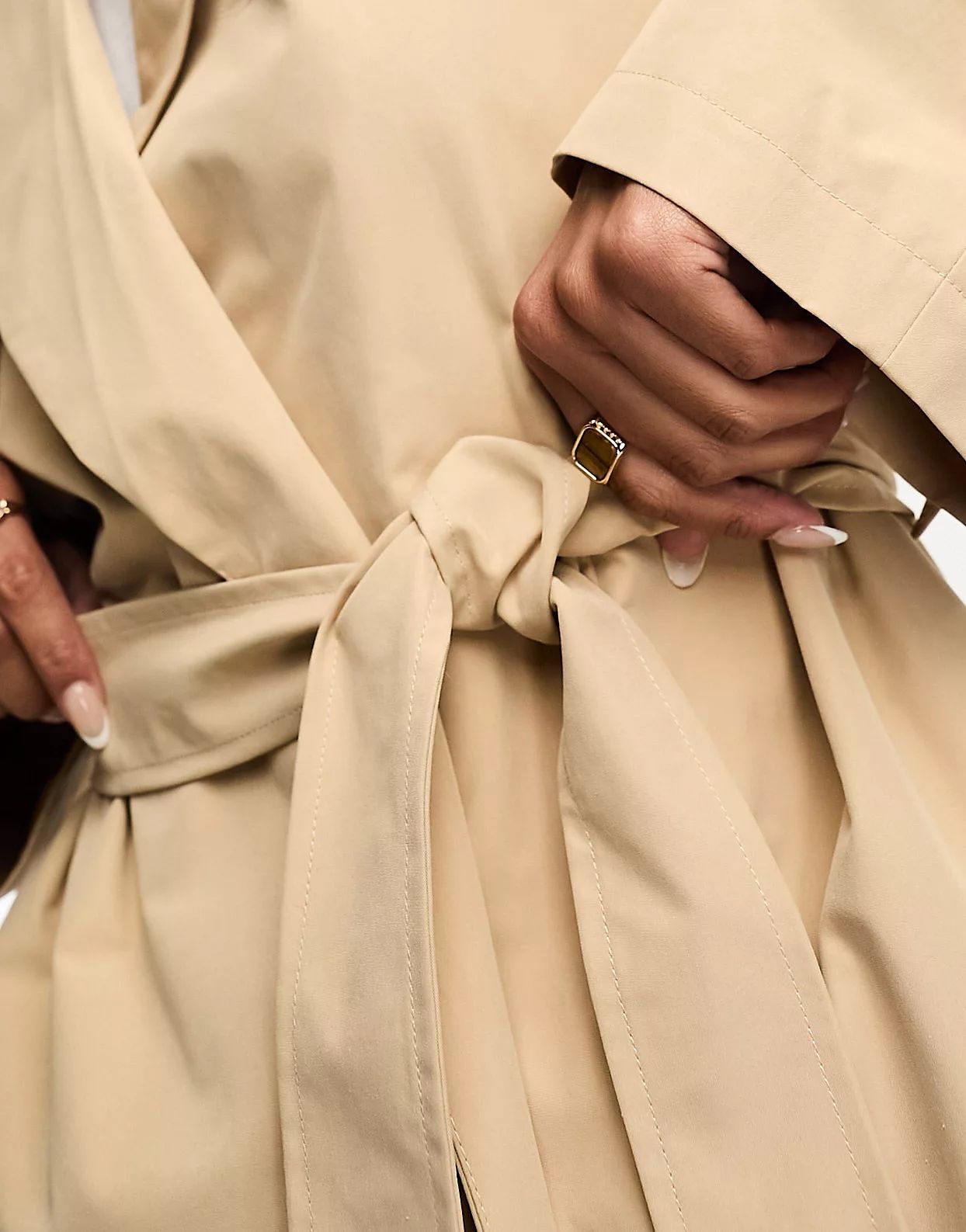 Vila belted longline trench coat in beige | ASOS (Global)