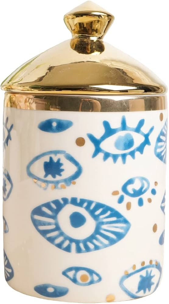 Beccalame Big Eye Aromatherapy Candle Jar With Lid Ceramic Makecup Cotton Swab Holder Home Deocra... | Amazon (US)