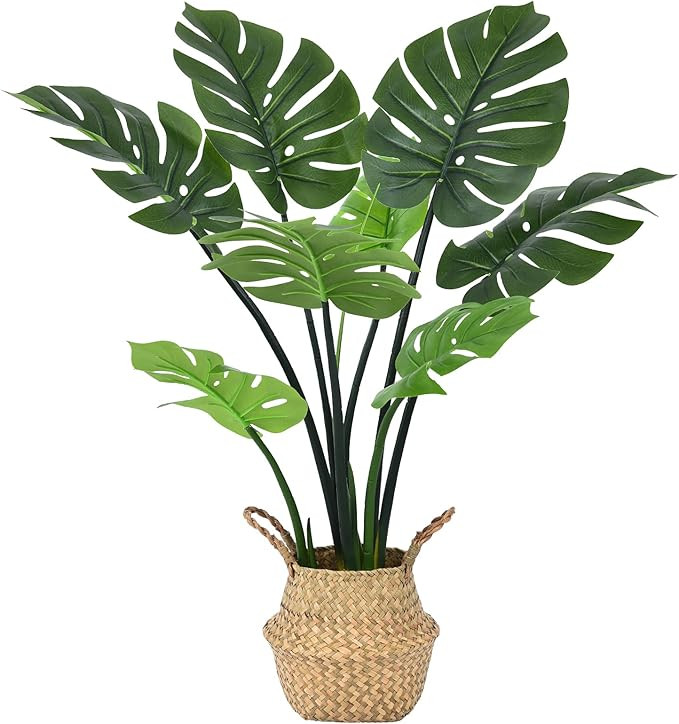 Hanamono 31.5" Artificial Trees, Faux Monstera Deliciosa Plant Potted Palm Plants Home Decor Indo... | Amazon (US)