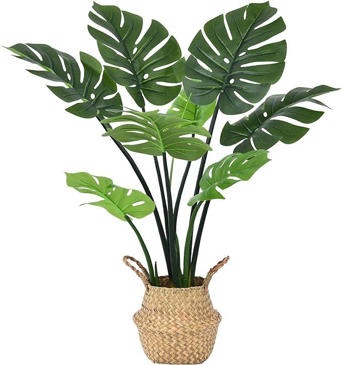 Hanamono 31.5" Artificial Trees, Faux Monstera Deliciosa Plant Potted Palm Plants Home Decor Indo... | Amazon (US)