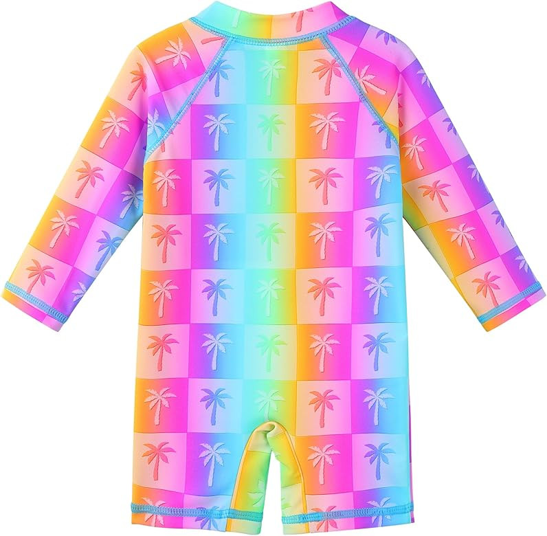 XFGIRLS Baby/Toddler Girls Swimsuit Long Sleeve One-Piece Bathing Suit Rash Guard | Amazon (US)