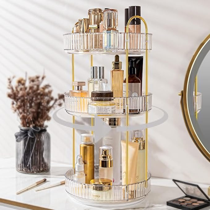 360 Rotating Makeup Organizer for Vanity, Bathroom Countertop Spinning Perfume Organizer, High-Ca... | Amazon (US)