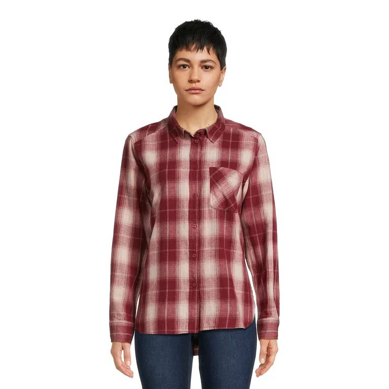 Time and Tru Women's Button Down Flannel Shirt, Sizes XS-3XL - Walmart.com | Walmart (US)