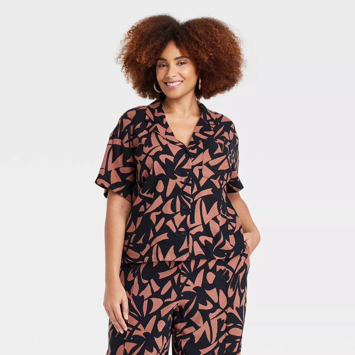 Women's Linen Short Sleeve Button-Down Camp Shirt - A New Day™ | Target