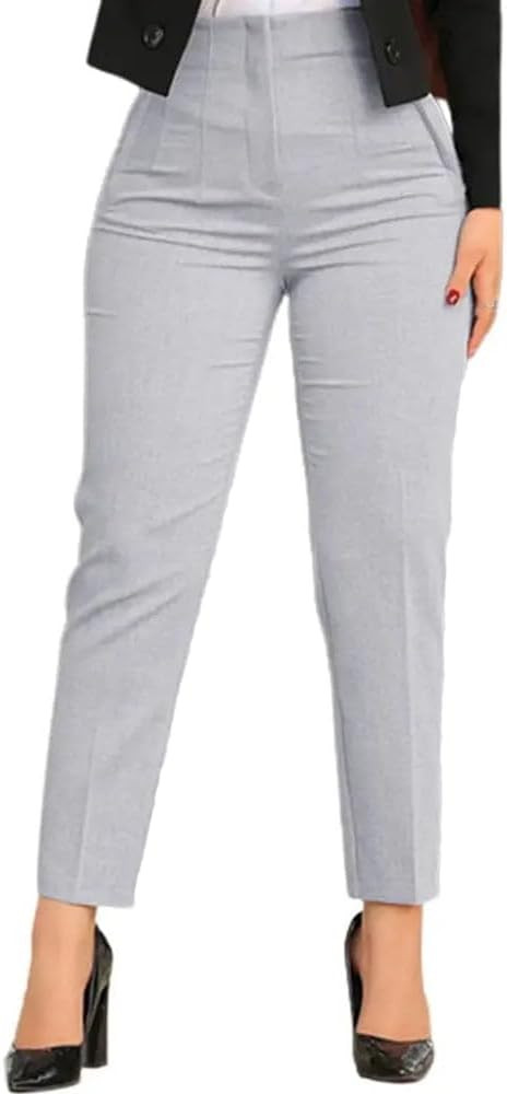 BIRW Womens Stretchy High Waisted Pants Trendy Skinny Business Work Casual Pencil Trousers with P... | Amazon (US)