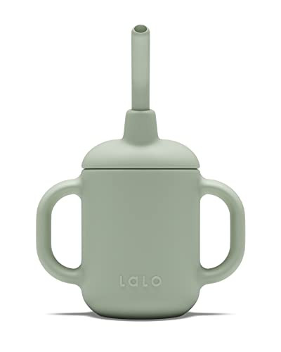 Lalo Little Cup, Non-Toxic Silicone Straw Cup with Handles - Baby and Toddler Sippy Cup - Mini Cup and Straw Training System, 4oz, Sage | Amazon (US)