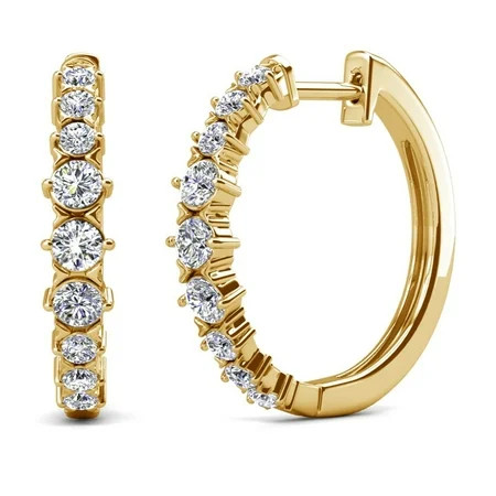 Cate & Chloe Claire 18k Yellow Gold Plated 20mm Hoop Earrings with Swarovski Crystals Gift for Women | Walmart (US)