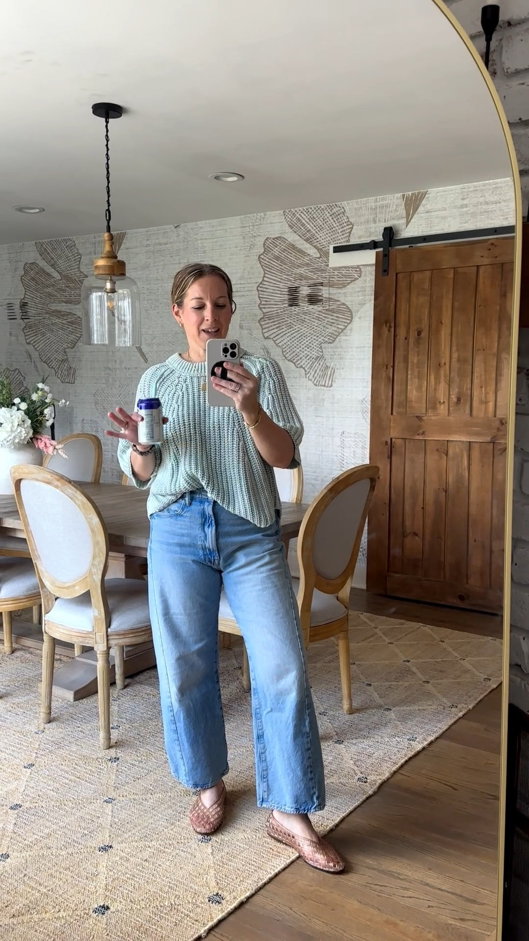 Medium sweater. It’s so soft with a great weight and fun swing hem! Jeans are a size up to a 30. Jelly shoes are tts  

#LTKMidsize #LTKootd #LTKdayinmylife