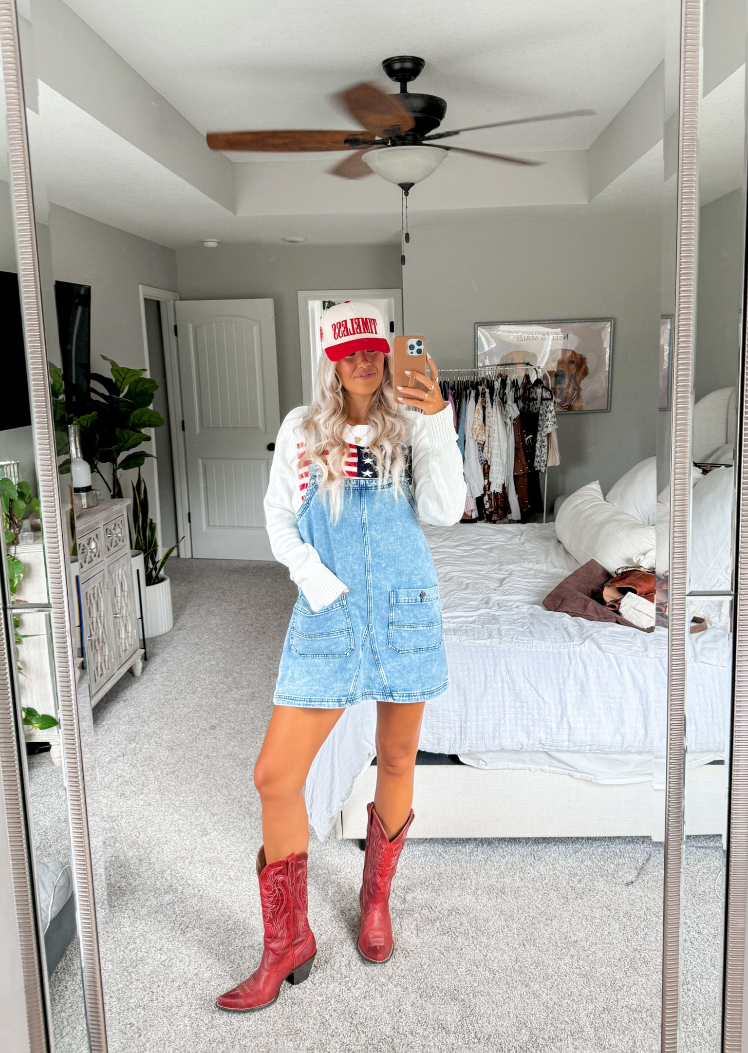 sweater is from old navy but it’s sold out so linking similar :) size small in denim overalls 

labor day outfit inspo 
american flag sweater 

#LTKFallSale #LTKStyleTip #LTKFindsUnder50