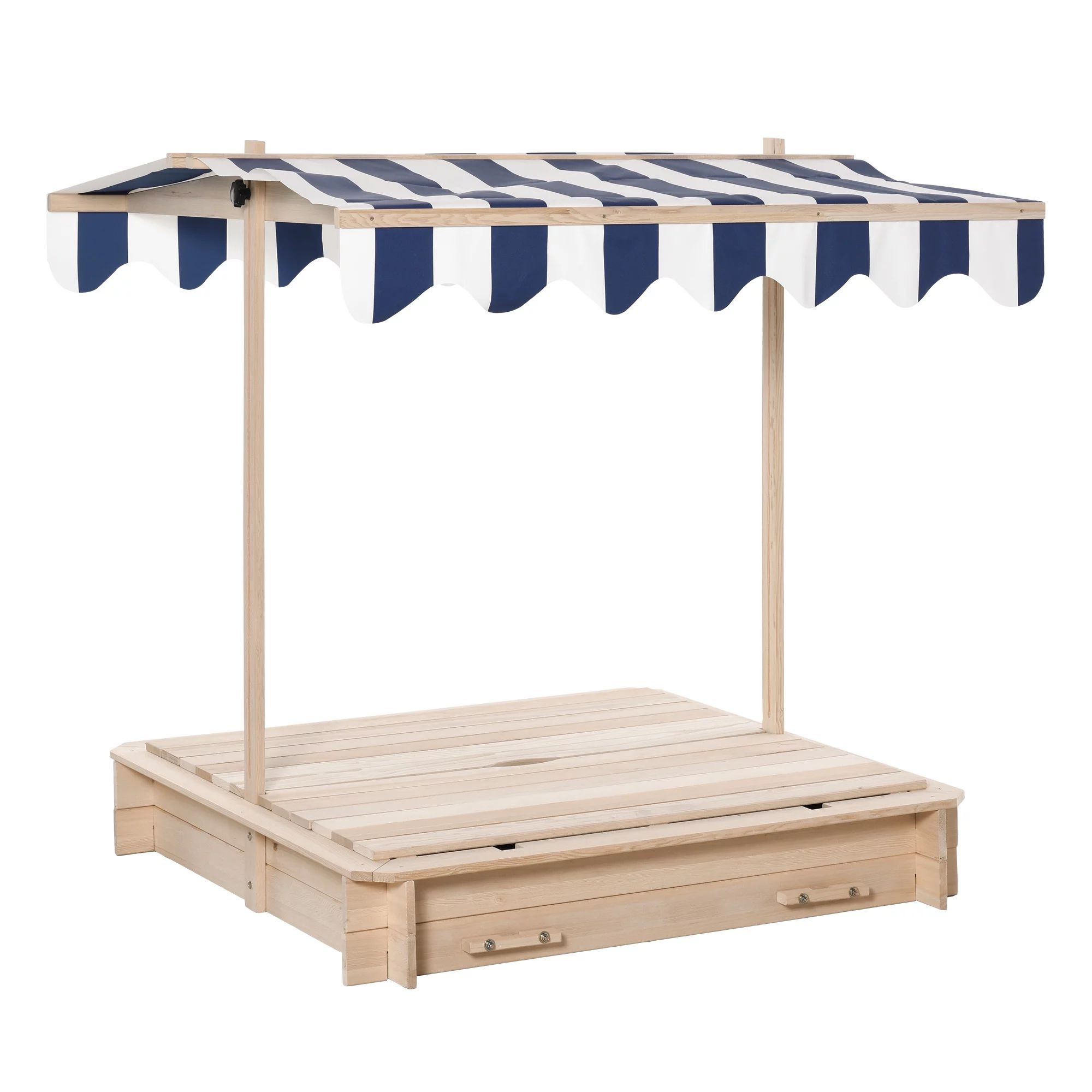 Outsunny Wooden Kids Sandbox w/ Cover Adjustable Canopy Convertible Bench Seat Bottom Liner - Wal... | Walmart Online Grocery