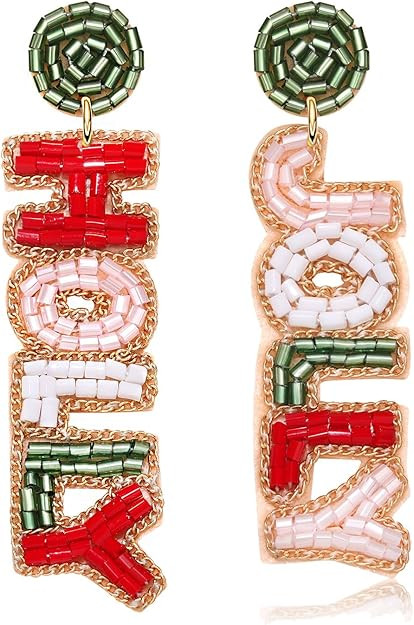 Christmas Earrings for Women Beaded Holiday Reindeer Bulb Boot Earrings Handmade Christmas Tree D... | Amazon (US)