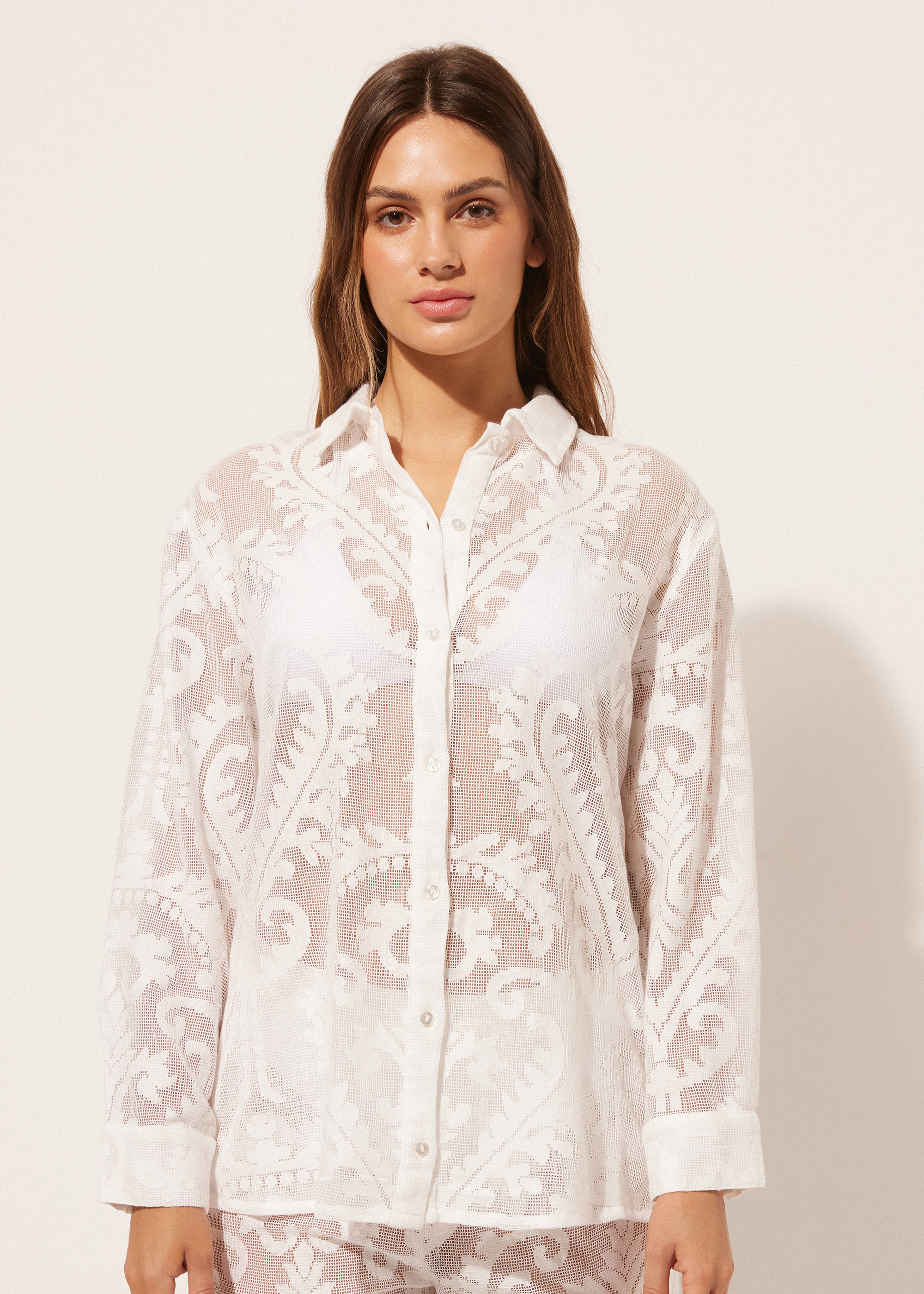 Embroidered Mesh Shirt | Calzedonia US