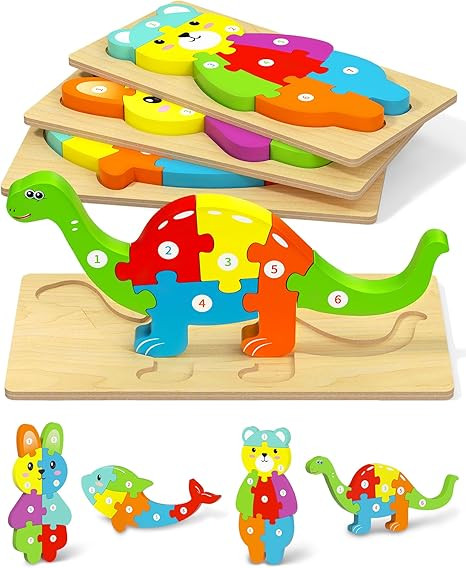 Yetonamr Wooden Toddler Puzzles Montessori Toys for 2 3 4 Years Old Boys Girls, 4 Pack Toddler Ea... | Amazon (US)