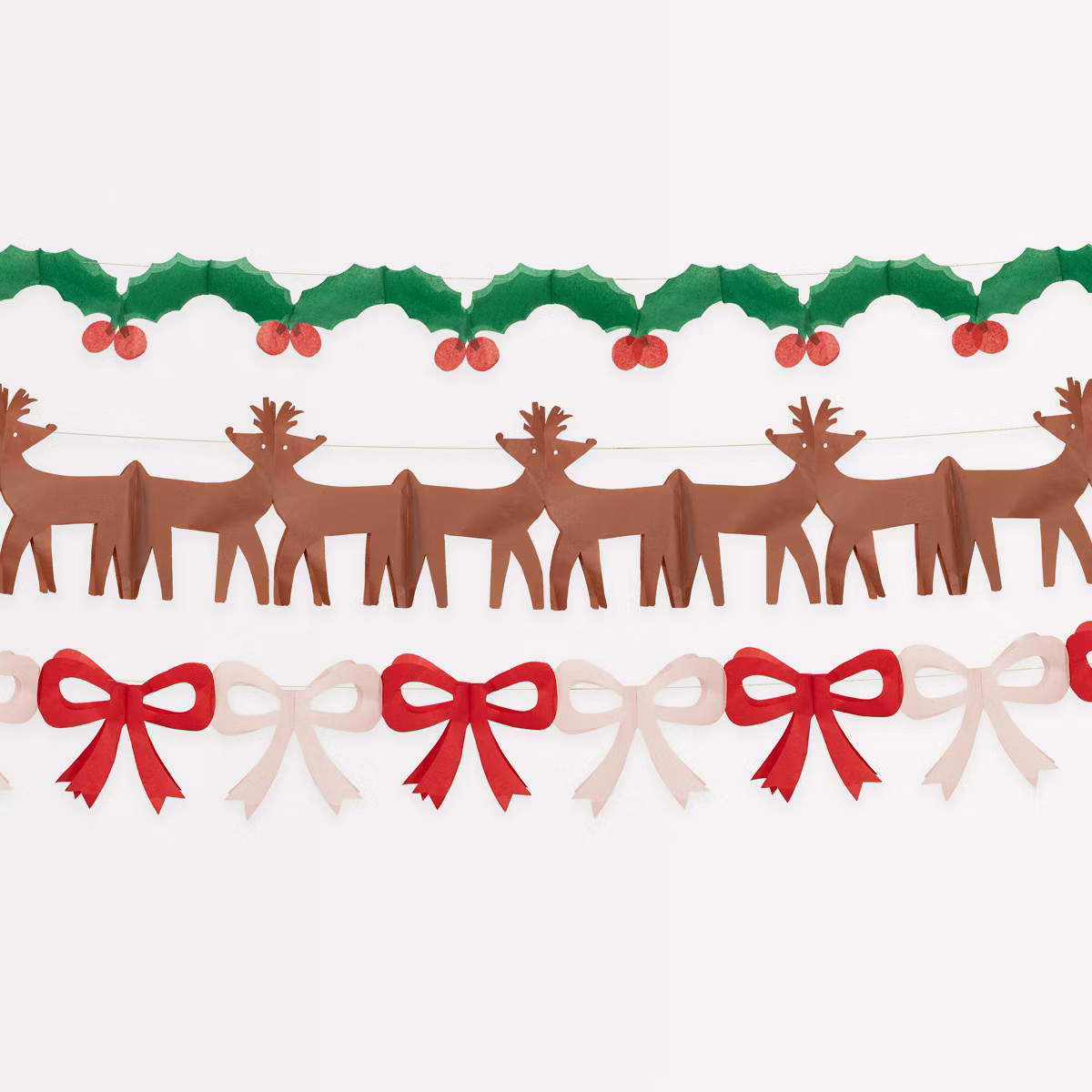 Meri Meri Tissue Paper Christmas Garlands (6.5' with excess cord - Pack of 3) | Target