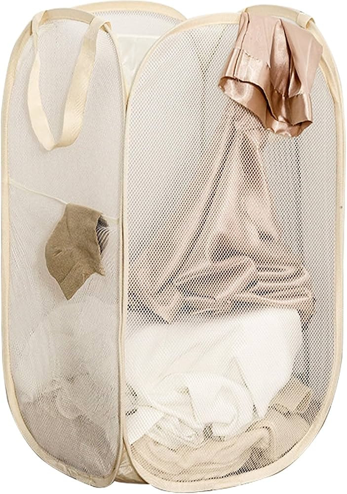 Pop Up Laundry Basket Folding Laundry Hamper Mesh Hamper Storage Bin for College Dorms, Travellin... | Amazon (US)