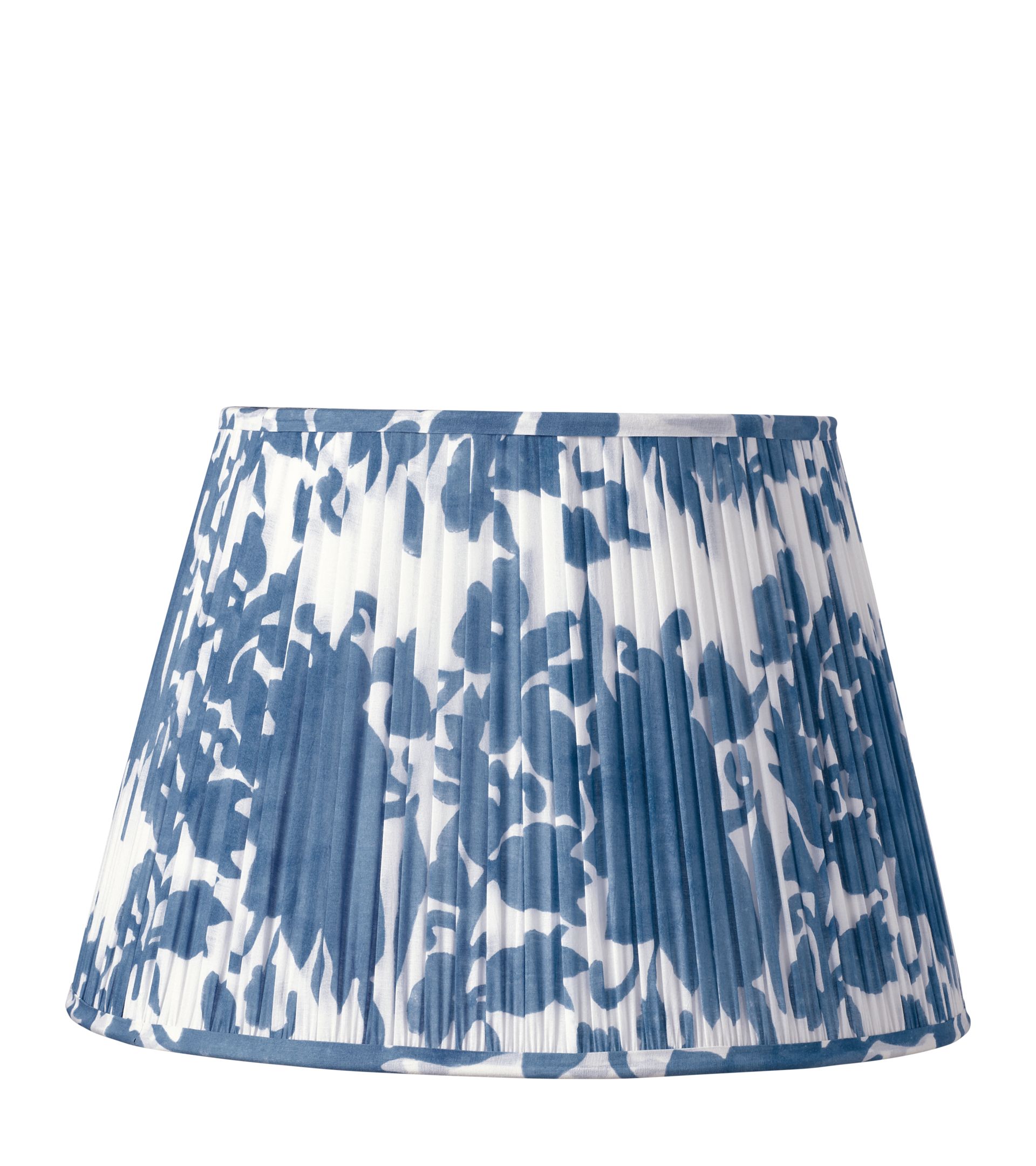 17.5in Montjoi Pleated Cotton Lampshade & Carrier - Indigo | OKA US