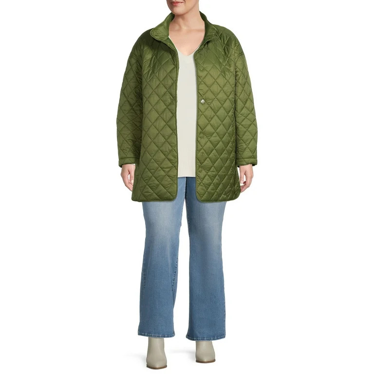 Time and Tru Women's and Plus Quilted Barn Coat | Walmart (US)