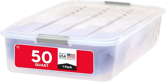 IRIS USA 50 Qt Plastic Under Bed Storage Organizer Bin Container with Secure Lids and Durable Buc... | Amazon (US)