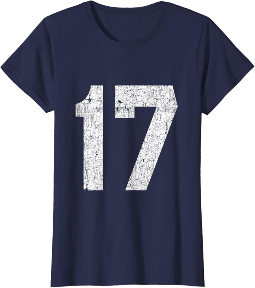 Jersey Uniform Number #17 Athletic Style Sports Graphic T-Shirt | Amazon (US)
