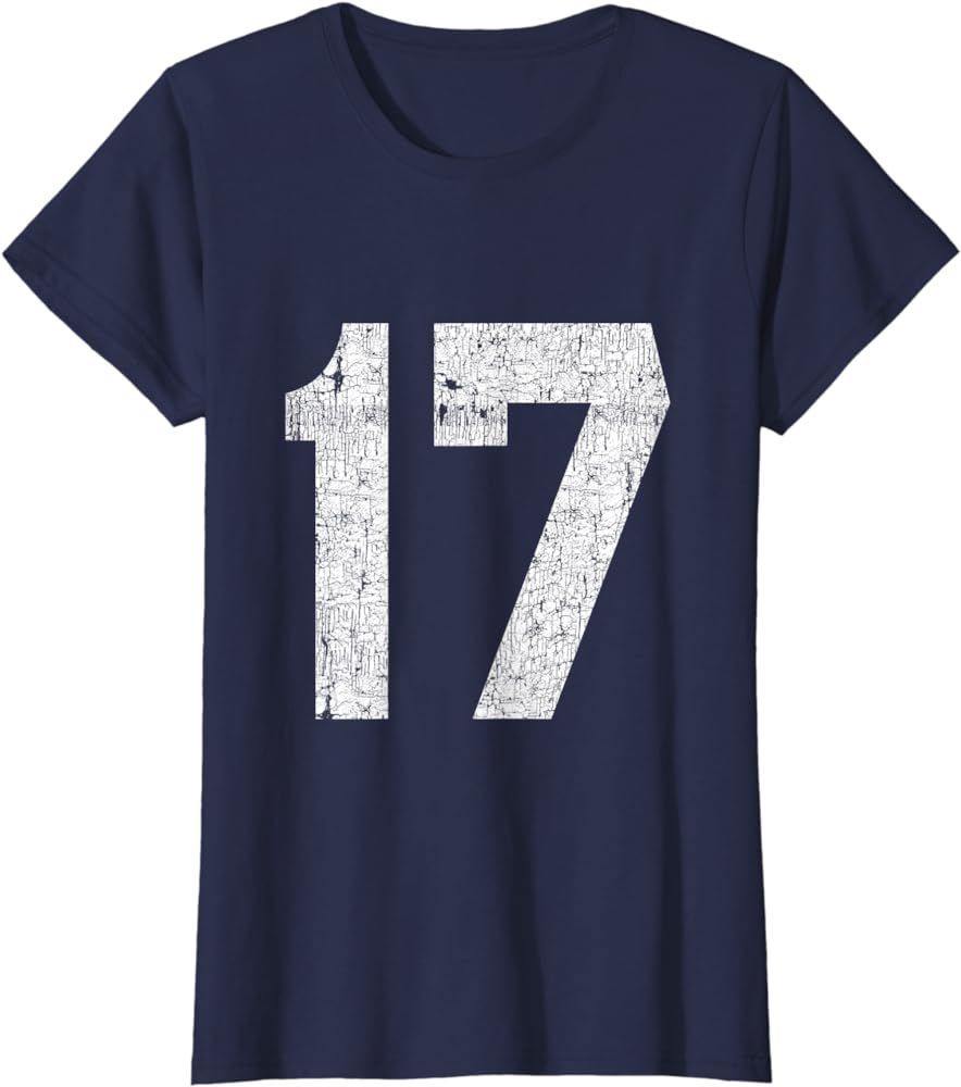 Jersey Uniform Number #17 Athletic Style Sports Graphic T-Shirt | Amazon (US)