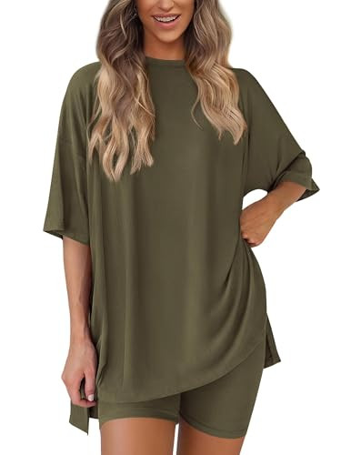 PRETTYGARDEN Women 2 Piece Lounge Set Airport Travel Outfit, Army Green,XXL | Amazon (US)