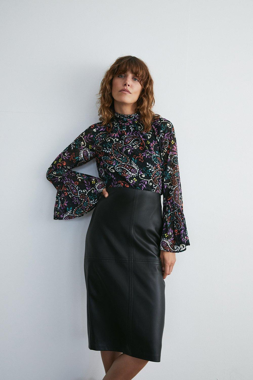 Easy Faux Leather Pencil Skirt | Warehouse UK & IE