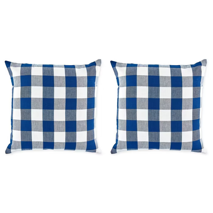 2pk 20"x20" Oversize Buffalo Check Square Throw Pillows Navy/Off White - Design Imports | Target