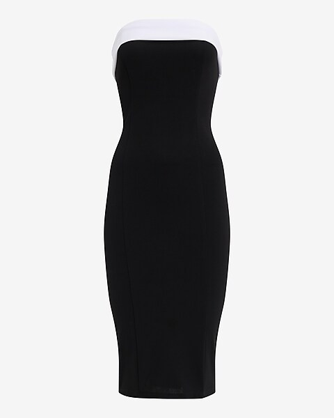 Tipped Strapless Midi Dress | Express