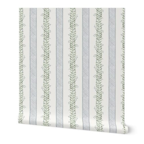 12" Mary_Quiet_Blue_on_Cream_ | Spoonflower