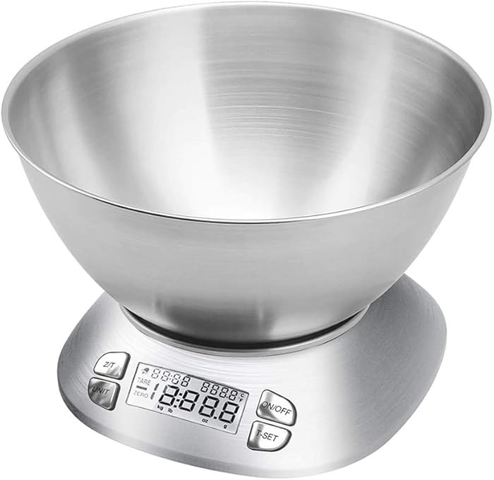 Digital Kitchen Scale with Removable Bowl 2.5L Volume, Electronic Stainless Steel Food Scale for ... | Amazon (US)