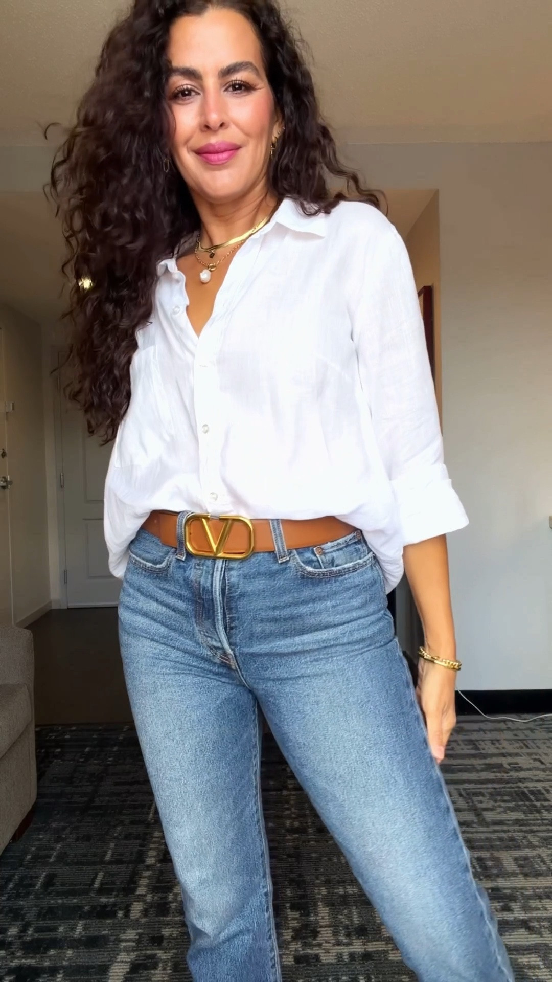 Im 5’7” 130 pounds size s. 
Pants size M, shirt size L, for an oversized look. Pieces run tts. Jeans size 27

#LTKOver40 #LTKU #LTKSeasonal