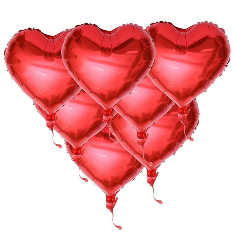 10 Red Heart Foil Helium Balloons with Ropes for Valentines Day Wedding Engagement Decoration | Walmart (US)