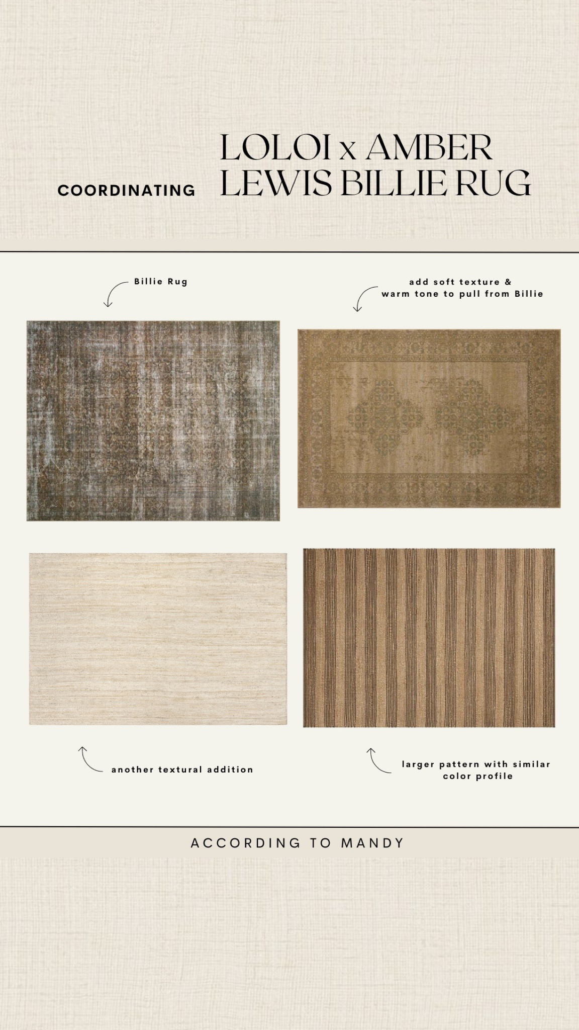 Coordinating with the Loloi x Amber Lewis Billie Rug!

rugs, area rug styling, area rugs, living room rugs, dining room rug, pattern coordinating

#LTKStyleTip #LTKHome