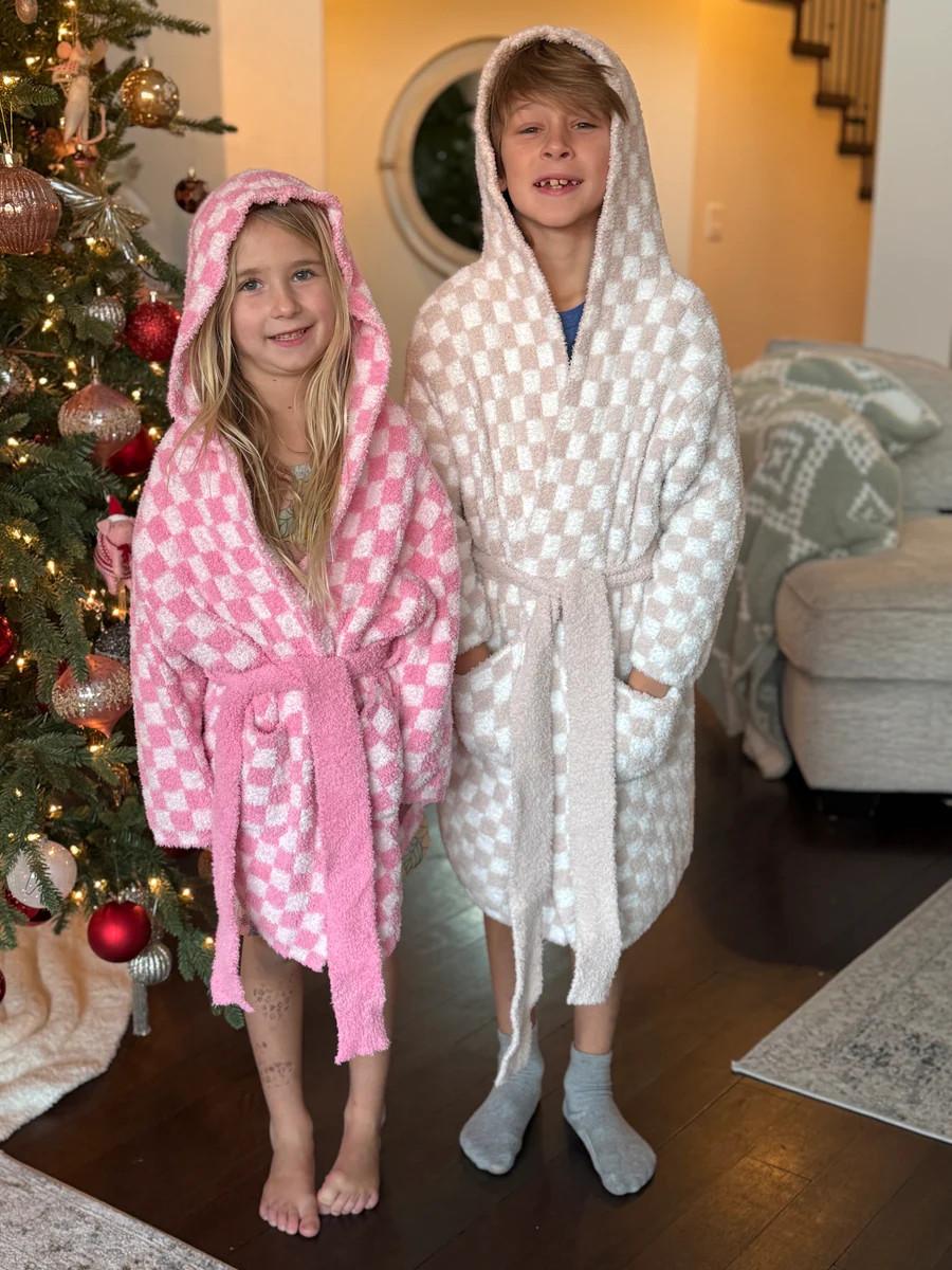 Childrens Check Print Hooded Robe | Sunset Snuggles